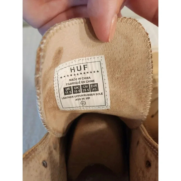 NWT HUF x Thrasher Leather Embossed Hi-Top Sneakers - Men's 11.5 - Picture 5 of 11